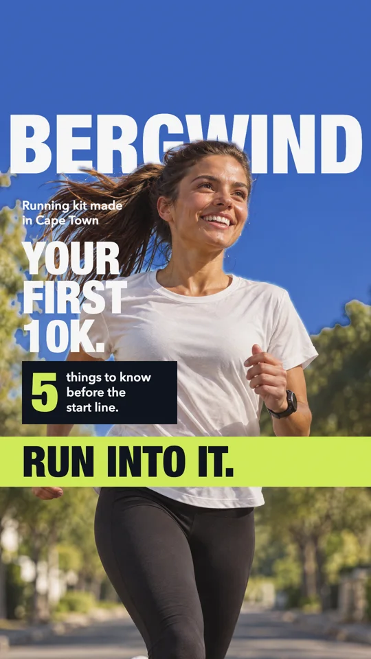 Bergwind story ad for Customer B, Your first 10k. Run into it.