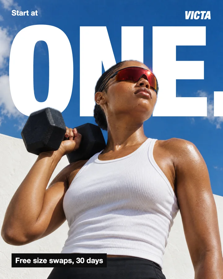 A sportswear brand's feed ad with the line Start at one