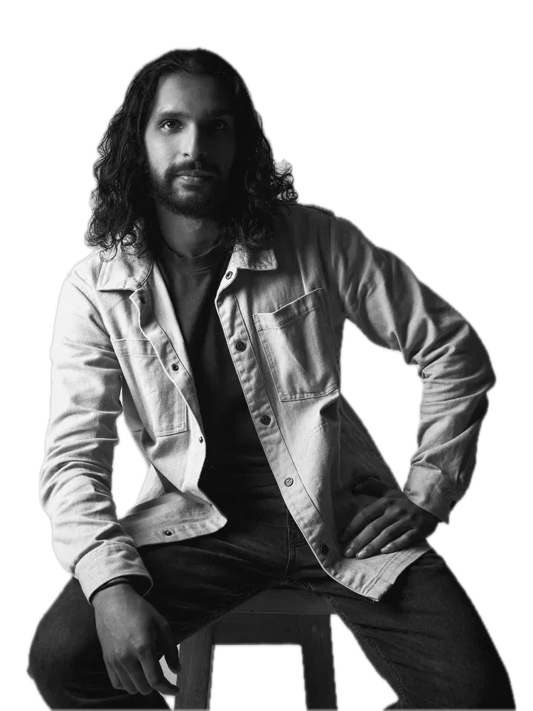 Jo-Ash Rajcoomar, black and white portrait